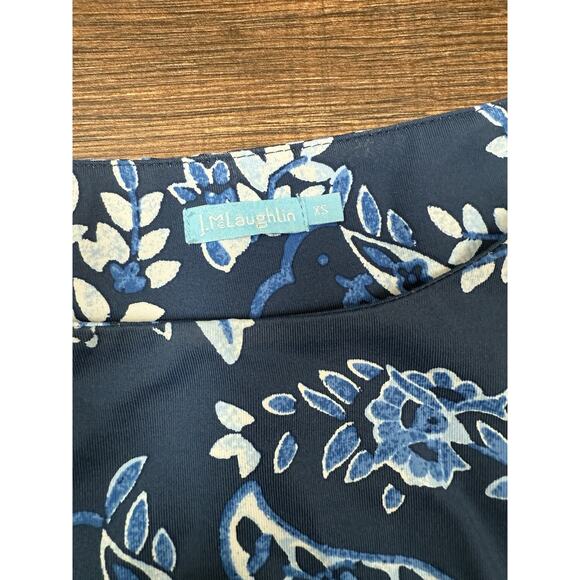 J McLaughlin Women's Size XS Blue Floral Print 3/4 Sleeve Sheath Dress - Picture 4 of 8